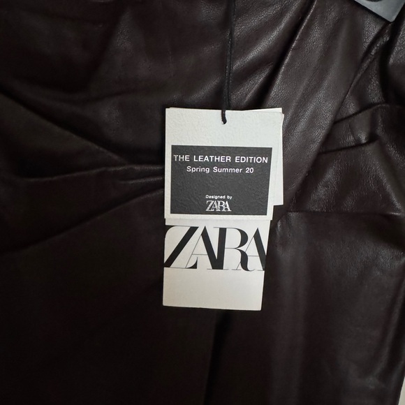 Zara Dark Brown Leather Pencil Skirt - Picture 9 of 13